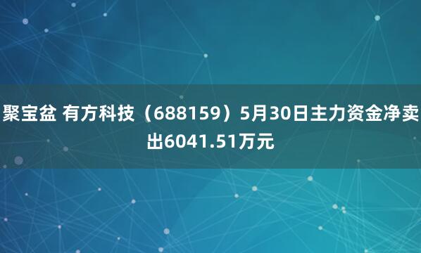 聚宝盆 有方科技（688159）5月30日主力资金净卖出6041.51万元